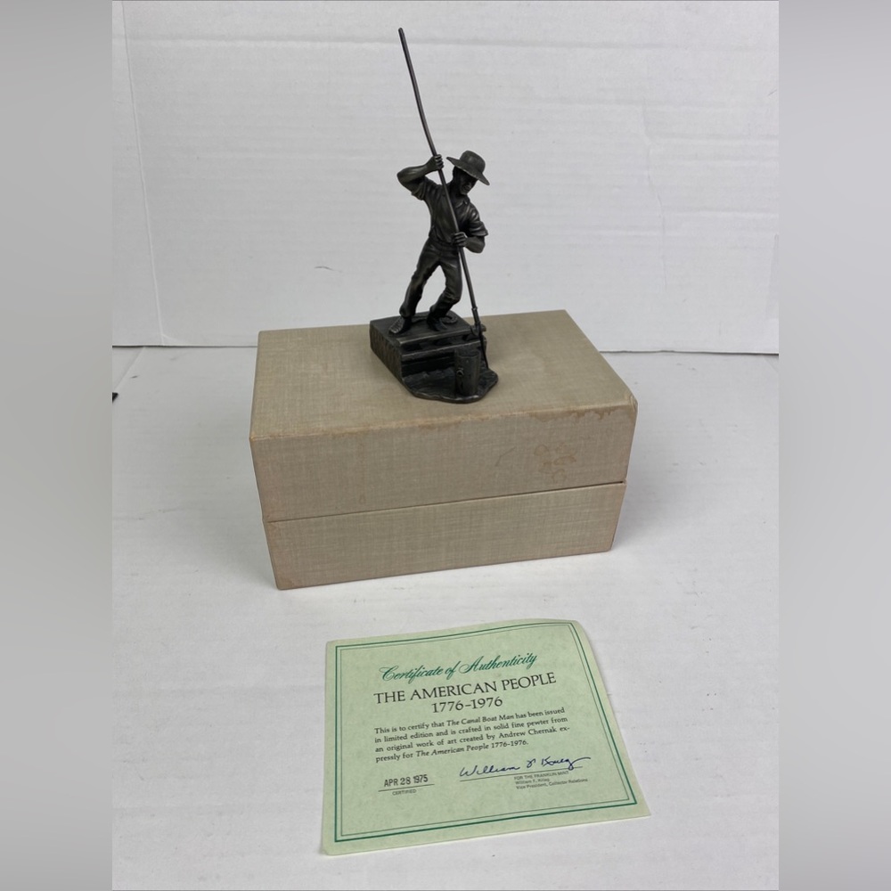 Franklin Mint 1974 The Canal Boat Man 1816-1835 Fine Pewter The American People